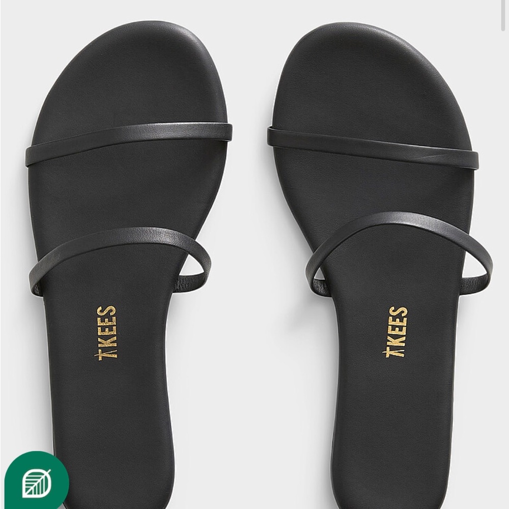 🖤 TKEES ‘Gemma’ Black Sandals – Minimal, Chic & Barely-There – Size 8